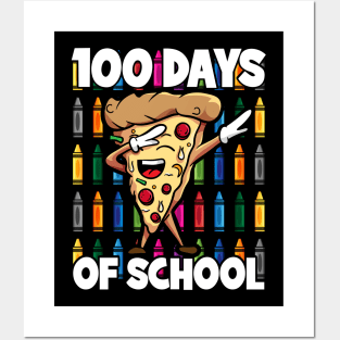 100 Days of School Dabbing Pepperoni Pizza Slice Posters and Art